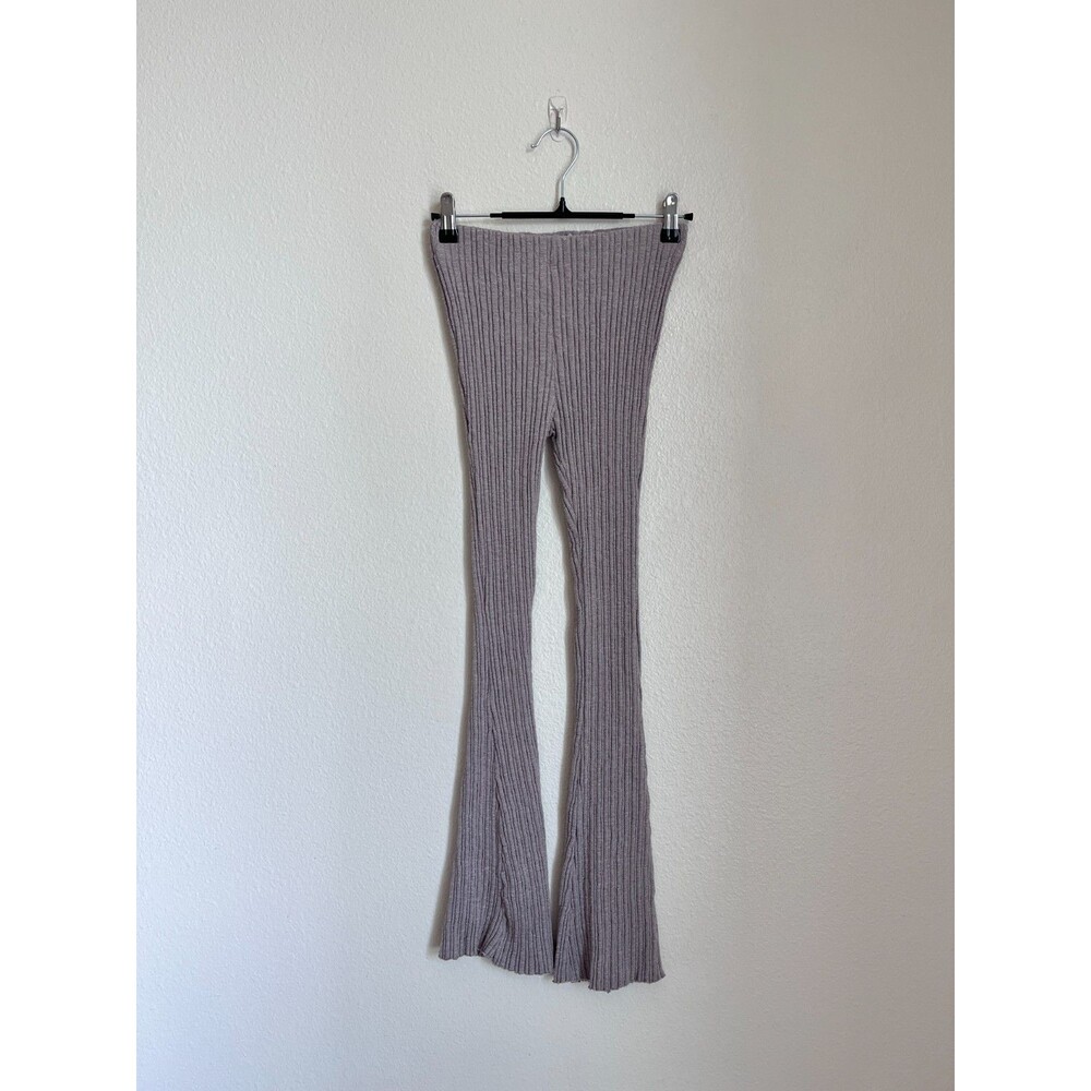 Urban Outfitters Rosie Ribbed High-Waisted Pull-On Flare Pant in Gray Size SMALL